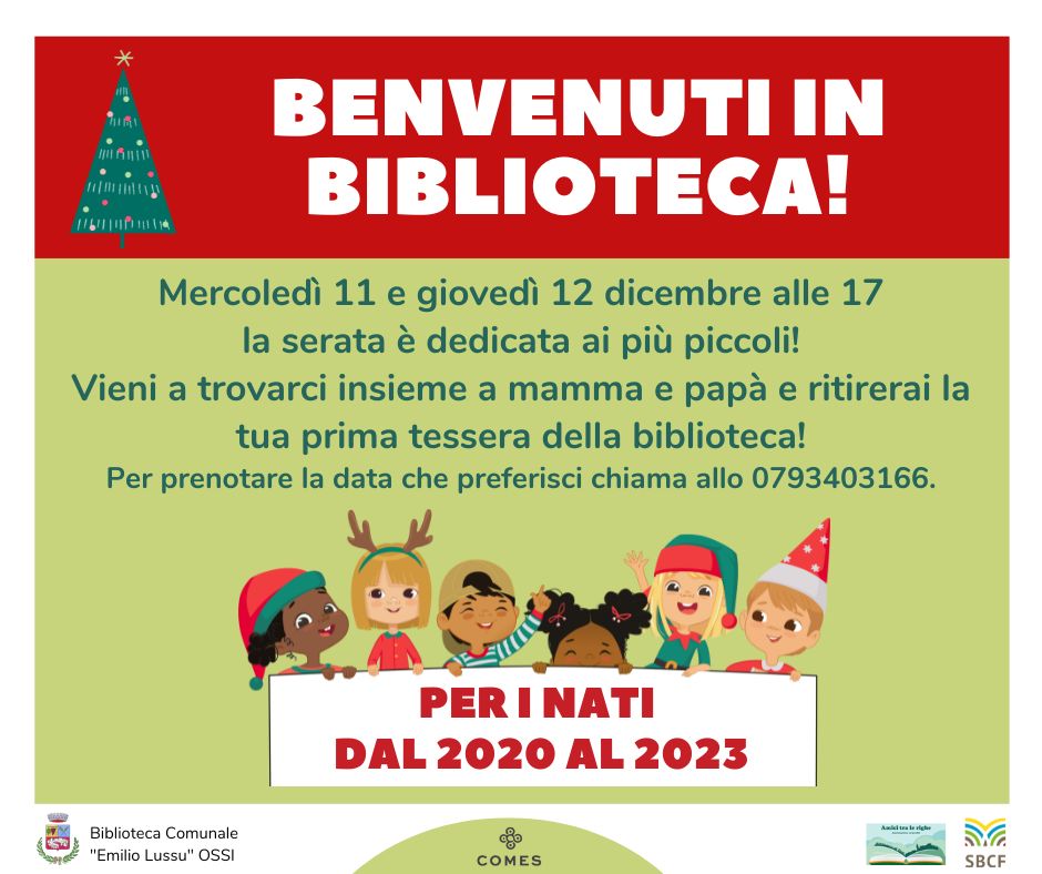 Benvenuti in biblioteca. Mercoledì 11 e giovedì 12 dicembre dalle ore 17.