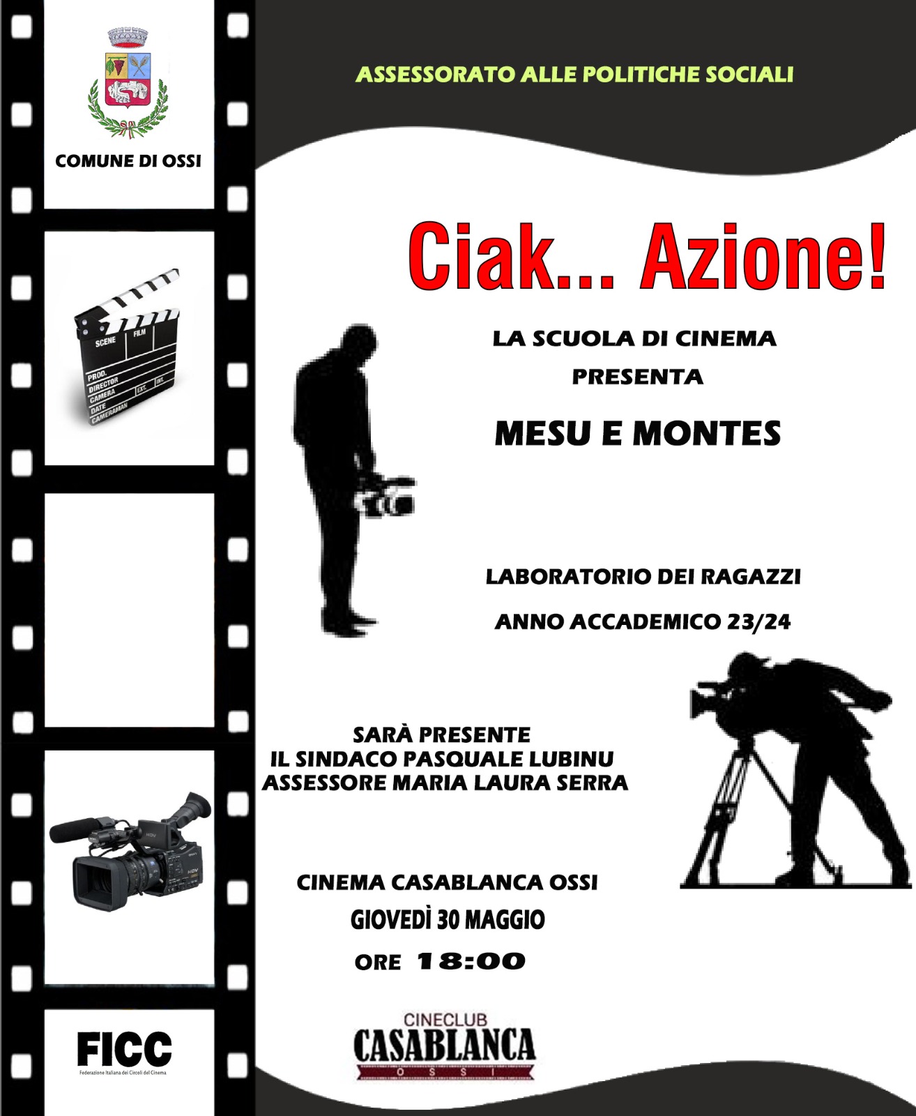 La scuola di cinema presenta Mesu e Montes giovedì 30 maggio ore 18:00 presso il cinema casablanca ossi